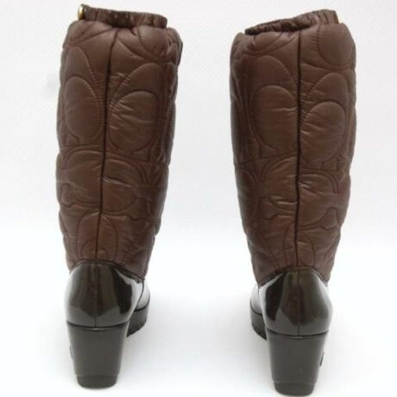 Coach CANTINA Signature Quilted Wedge Boot Brown - Picture 5 of 12